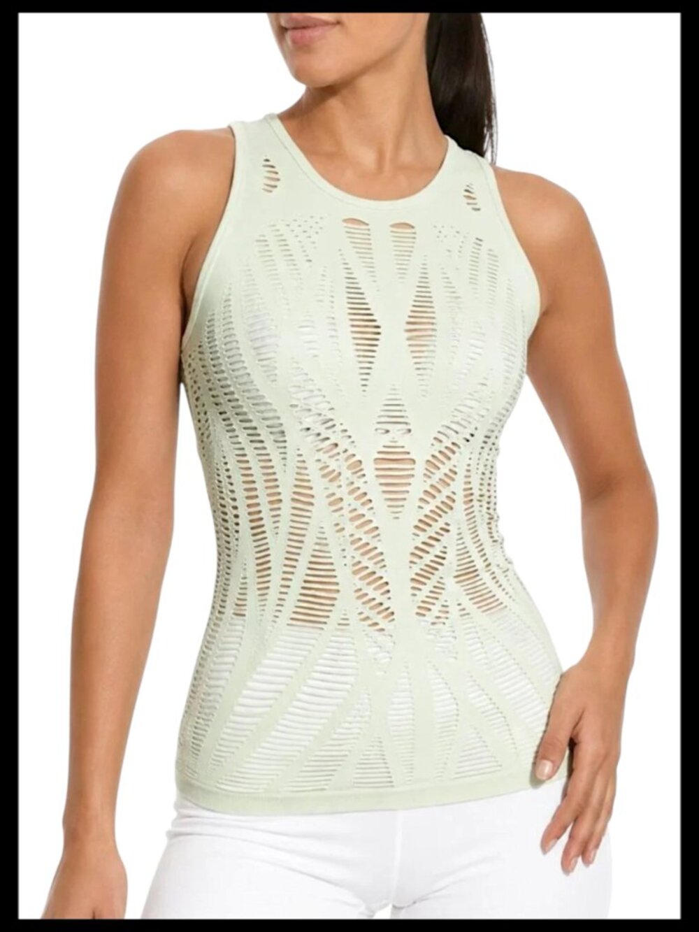 ALO Yoga Vixen Tank Top Mint Green Cutout Fitted S